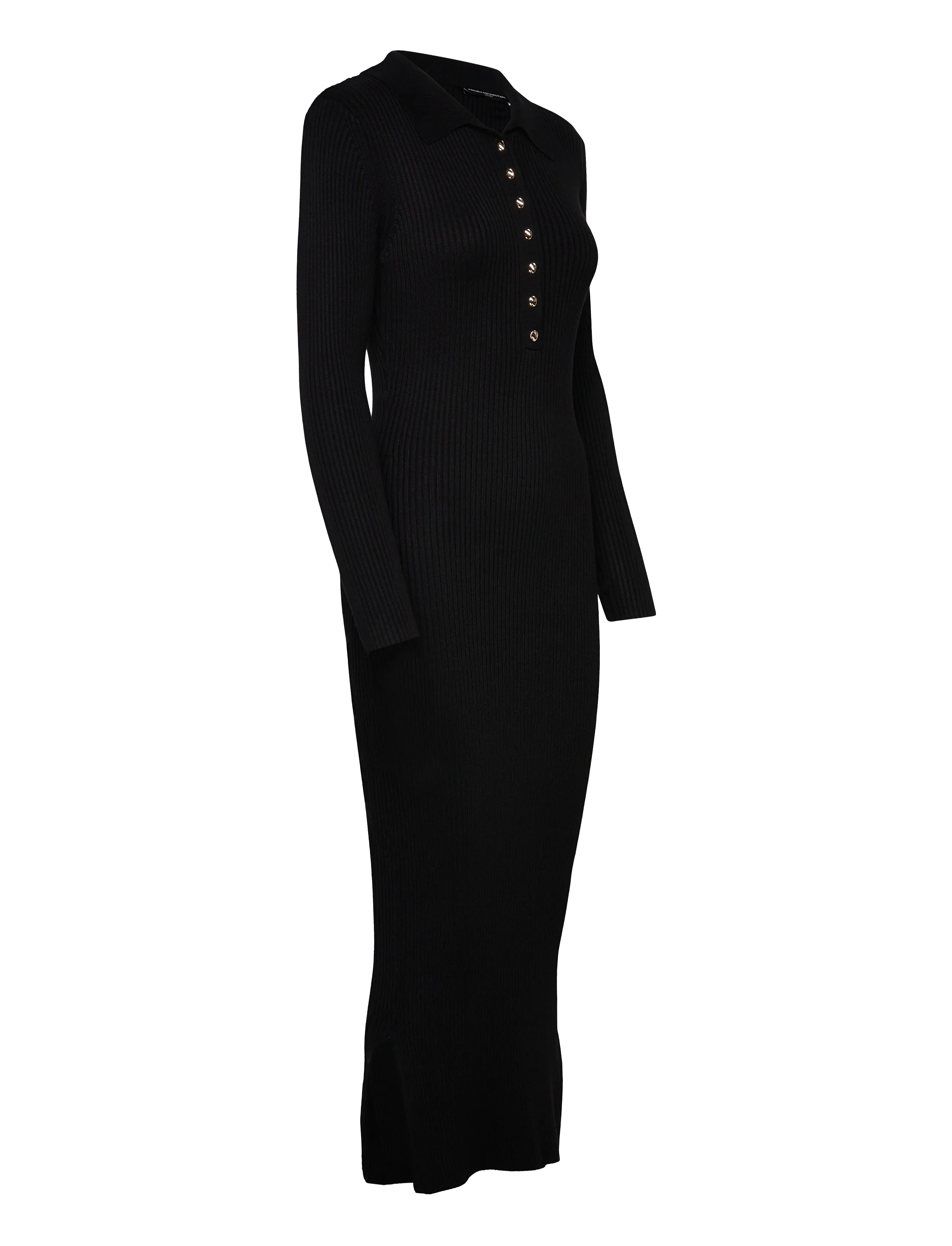 French Connection - MARI L/S COLLARED MIDI DRESS - t-shirtklänningar - black - 4