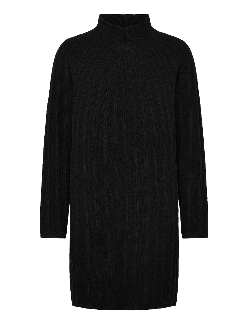 French Connection - KEZIA RECYCLED MOCK RIB DRESS - stickade klänningar - black - 1