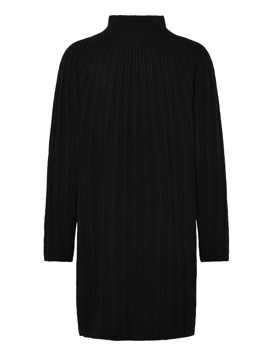 French Connection - KEZIA RECYCLED MOCK RIB DRESS - stickade klänningar - black - 2