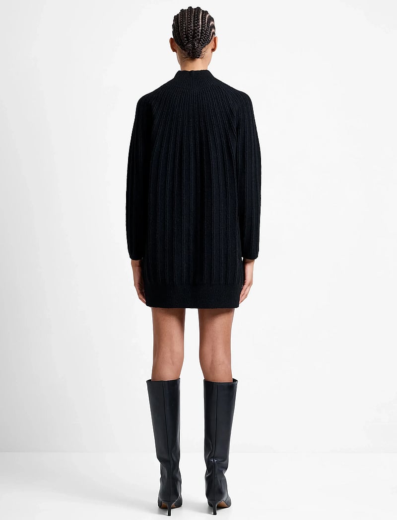 French Connection - KEZIA RECYCLED MOCK RIB DRESS - stickade klänningar - black - 4