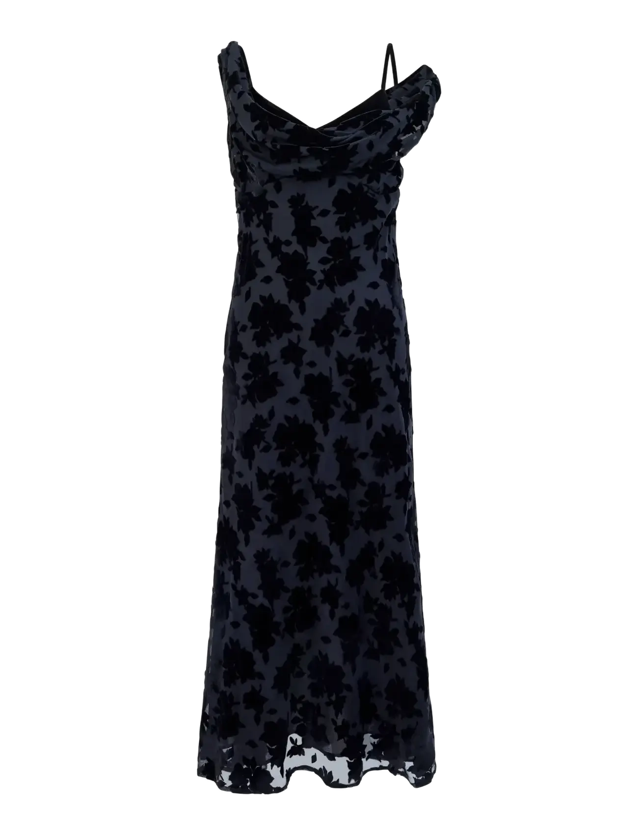 French Connection KARA BURNOUT TWISTED MIDI DRES - French Connection - BLACK / black