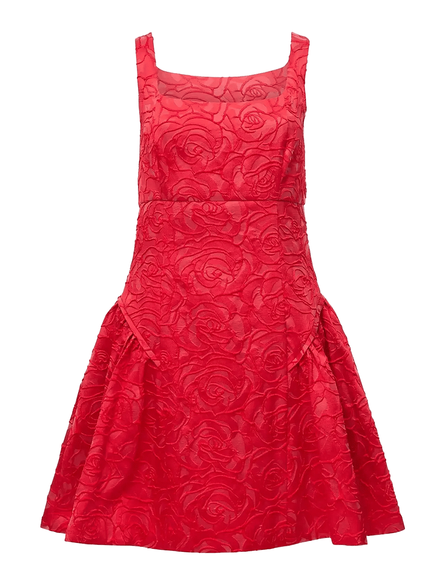 French Connection - CREA JACQUARD FLARED DRESS - cocktail dresses - lipstick red - 1