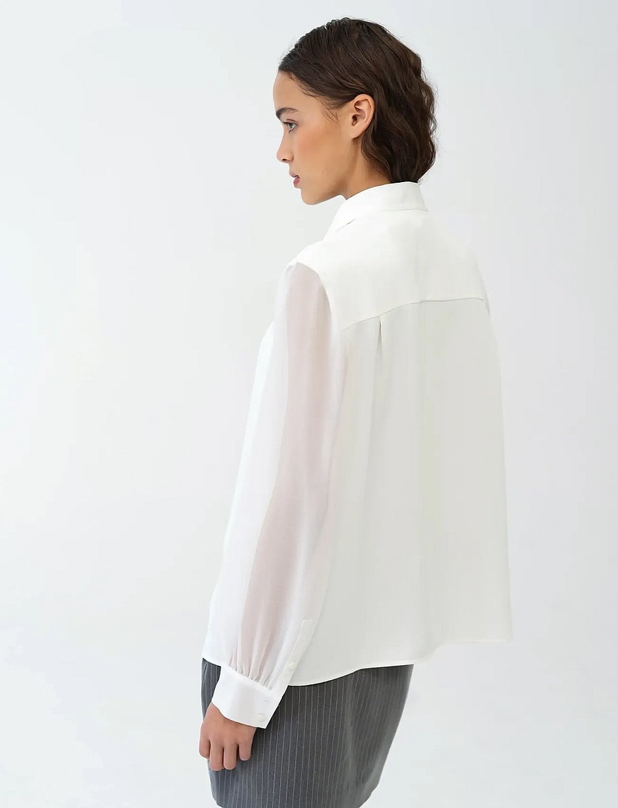 French Connection - AREZZO CREPE COLLAR DETAIL SHI - long sleeved blouses - summer white - 3