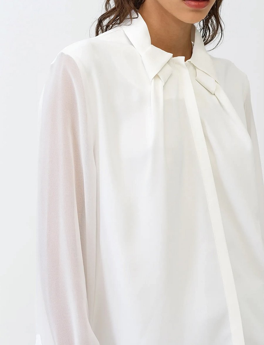 French Connection - AREZZO CREPE COLLAR DETAIL SHI - long sleeved blouses - summer white - 4