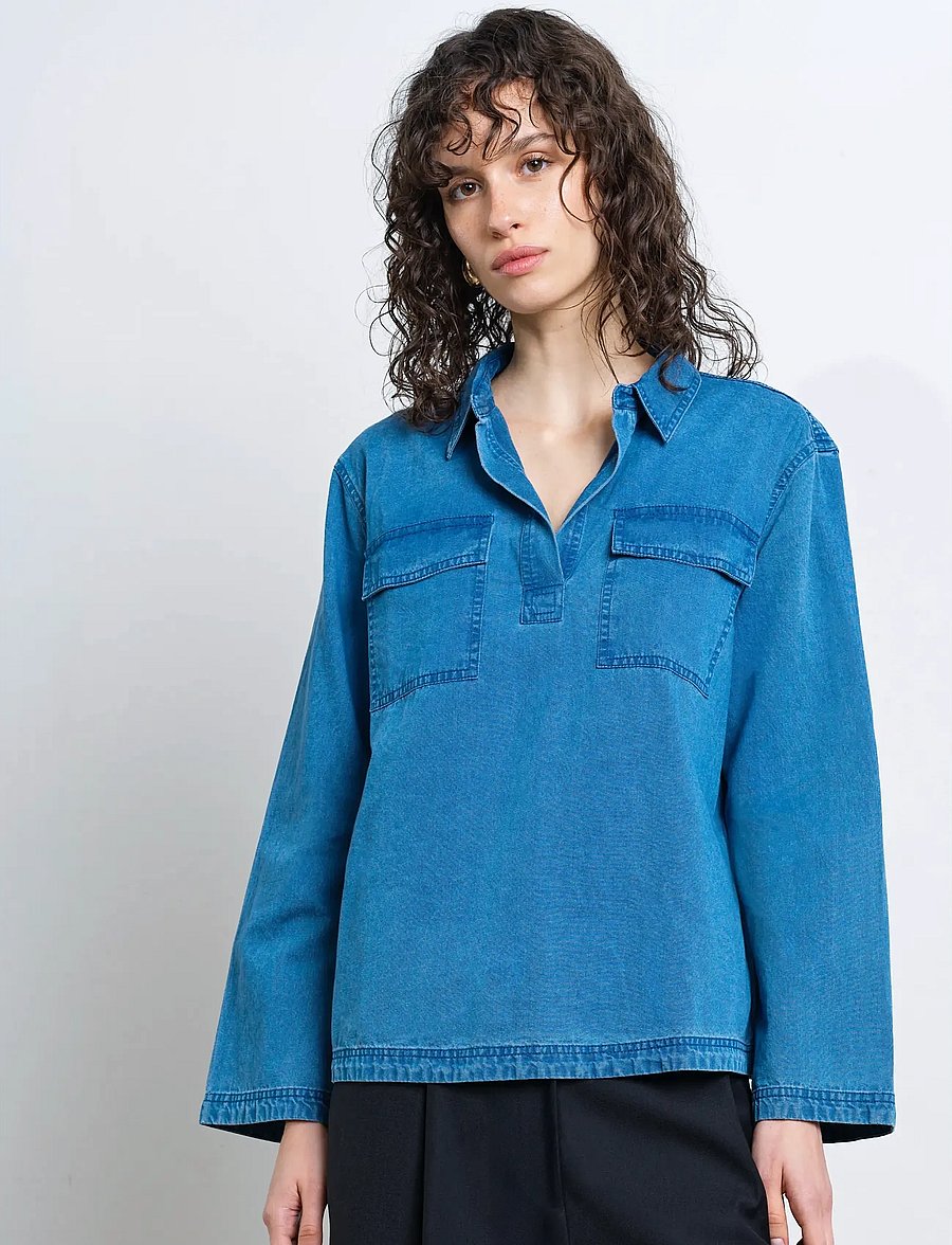 French Connection - ZAVES CHAMBRAY POCKET SHIRT - denimskjorter - medium bleach wash - 0