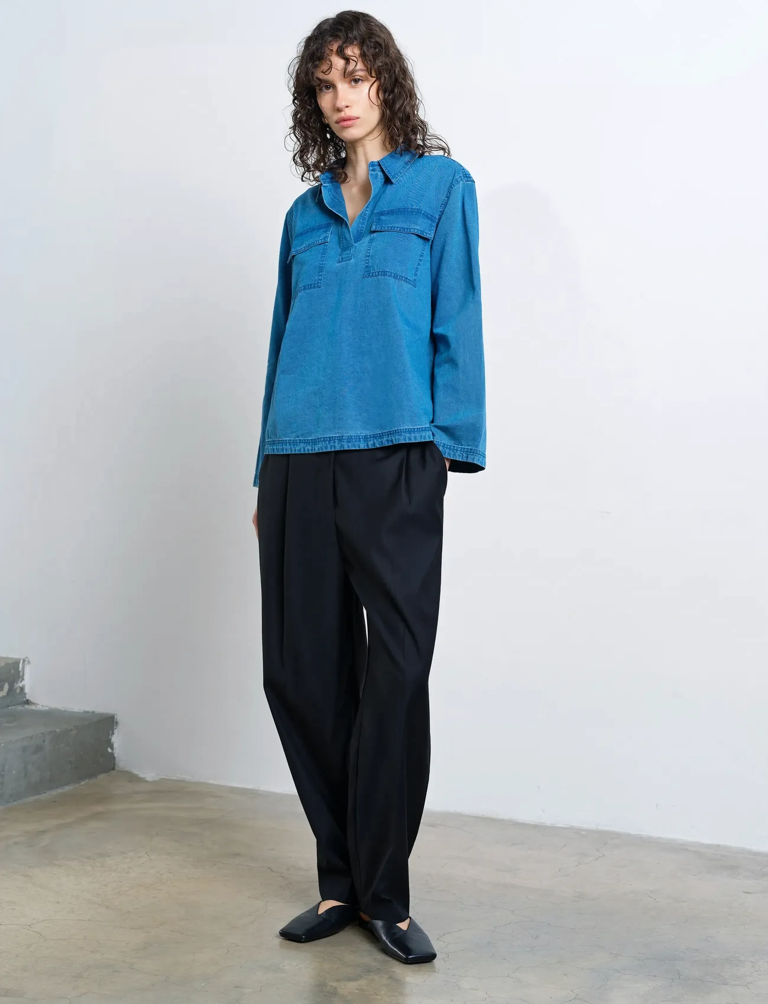 French Connection - ZAVES CHAMBRAY POCKET SHIRT - farkkupaidat - medium bleach wash - 2
