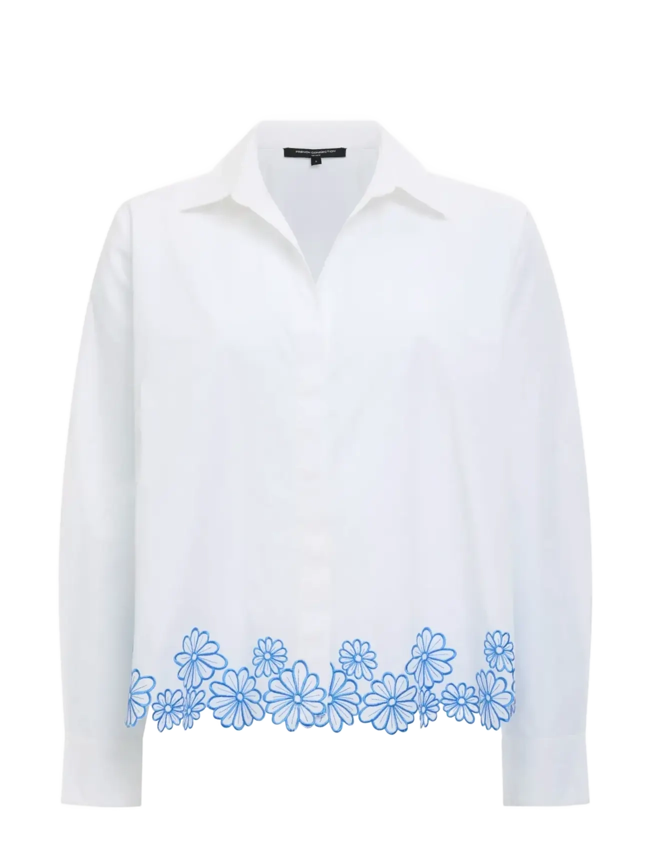 FRENCH CONNECTION Cambria Baumwolle Floral Hem Shir Weiß - XS - Damen