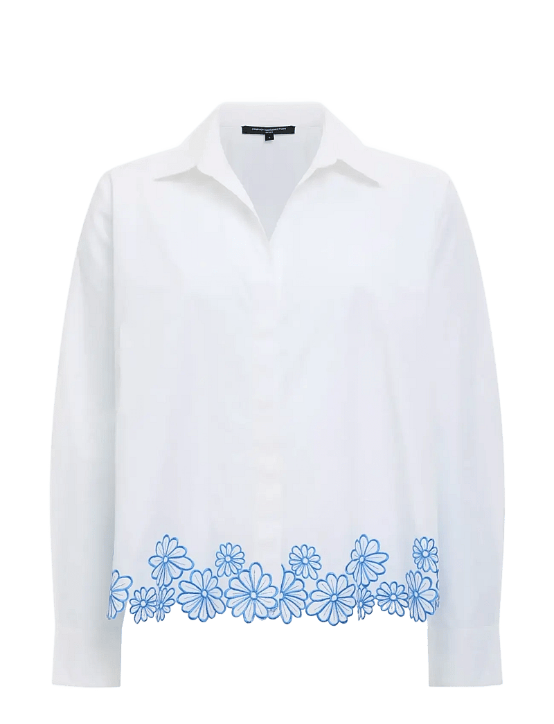 French Connection - CAMBRIA COTTON FLORAL HEM SHIR - chemises à manches longues - linen white/azure bl - 1