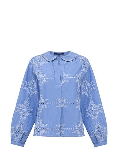 French Connection GRAYSON PETER PAN COLLAR TOP - French Connection - BLUE/WHITE / blue