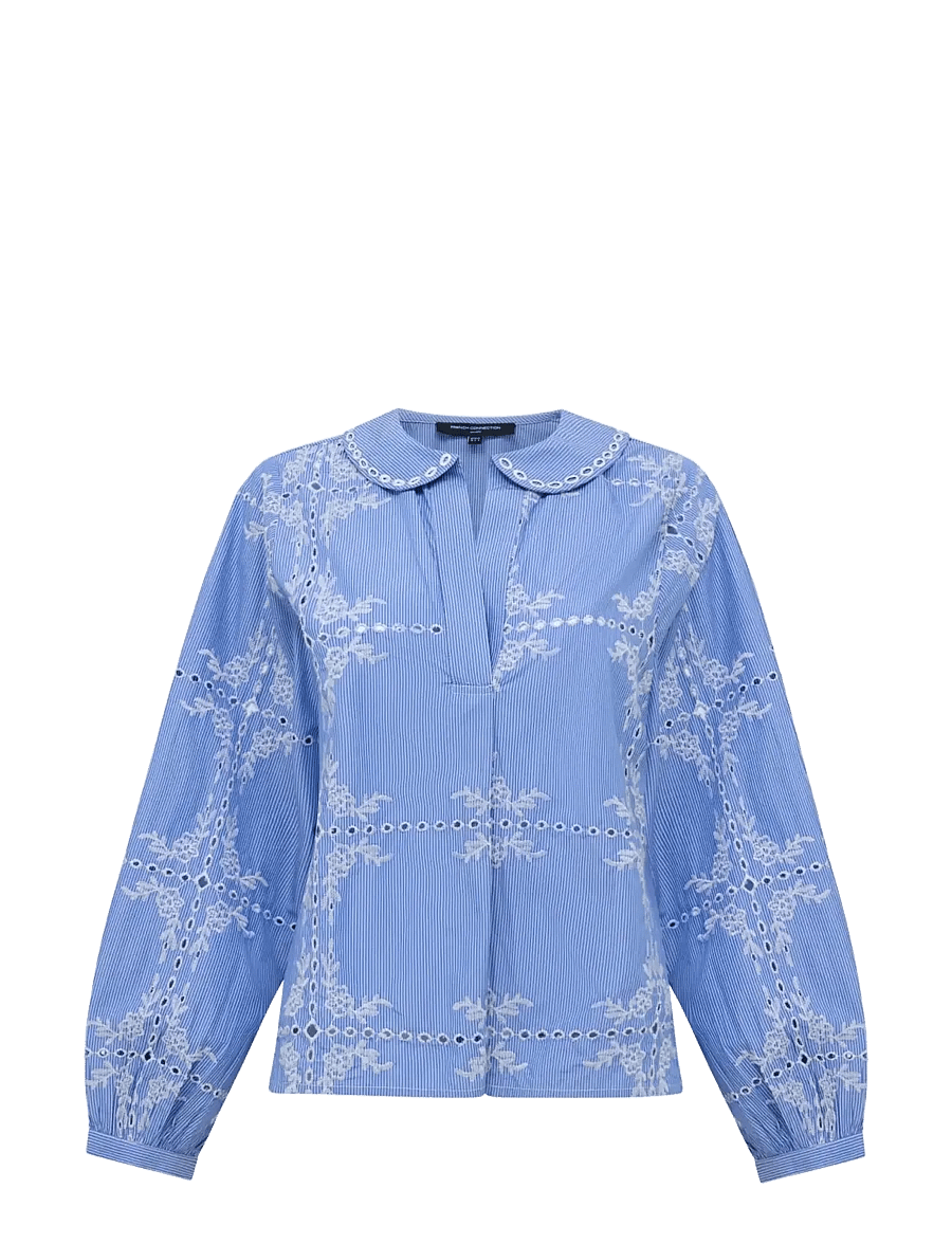 French Connection - GRAYSON PETER PAN COLLAR TOP - langärmelige blusen - blue/white - 1