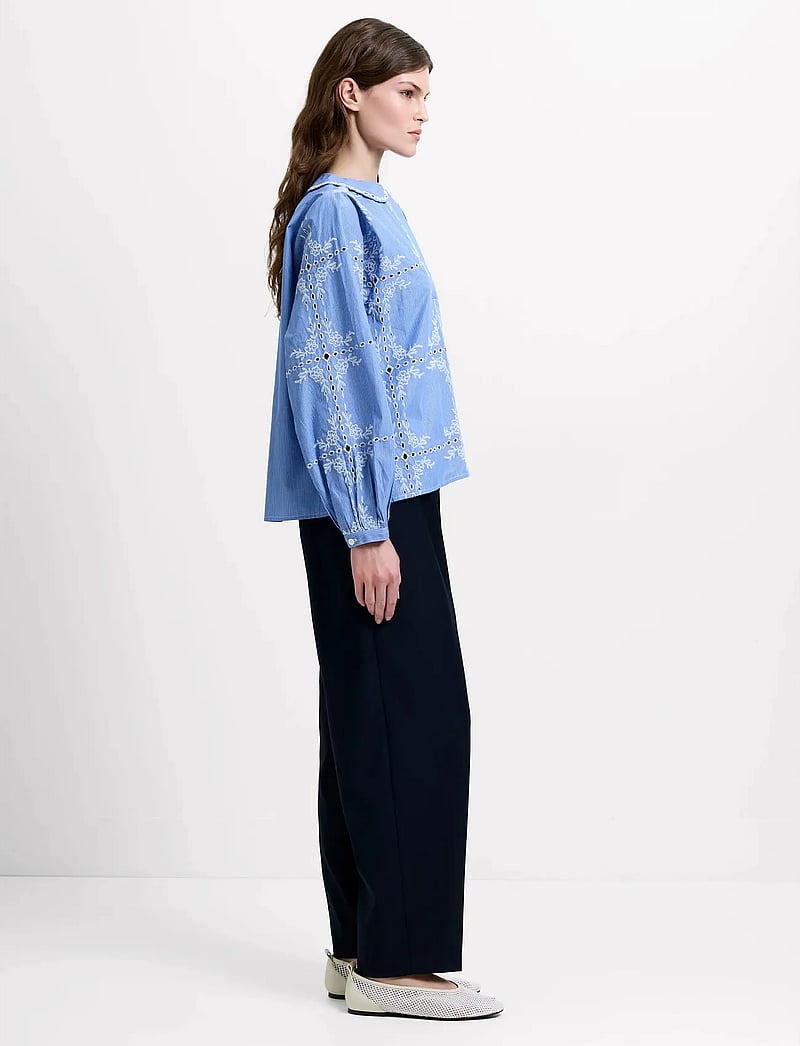 French Connection - GRAYSON PETER PAN COLLAR TOP - langärmlige blusen - blue/white - 2