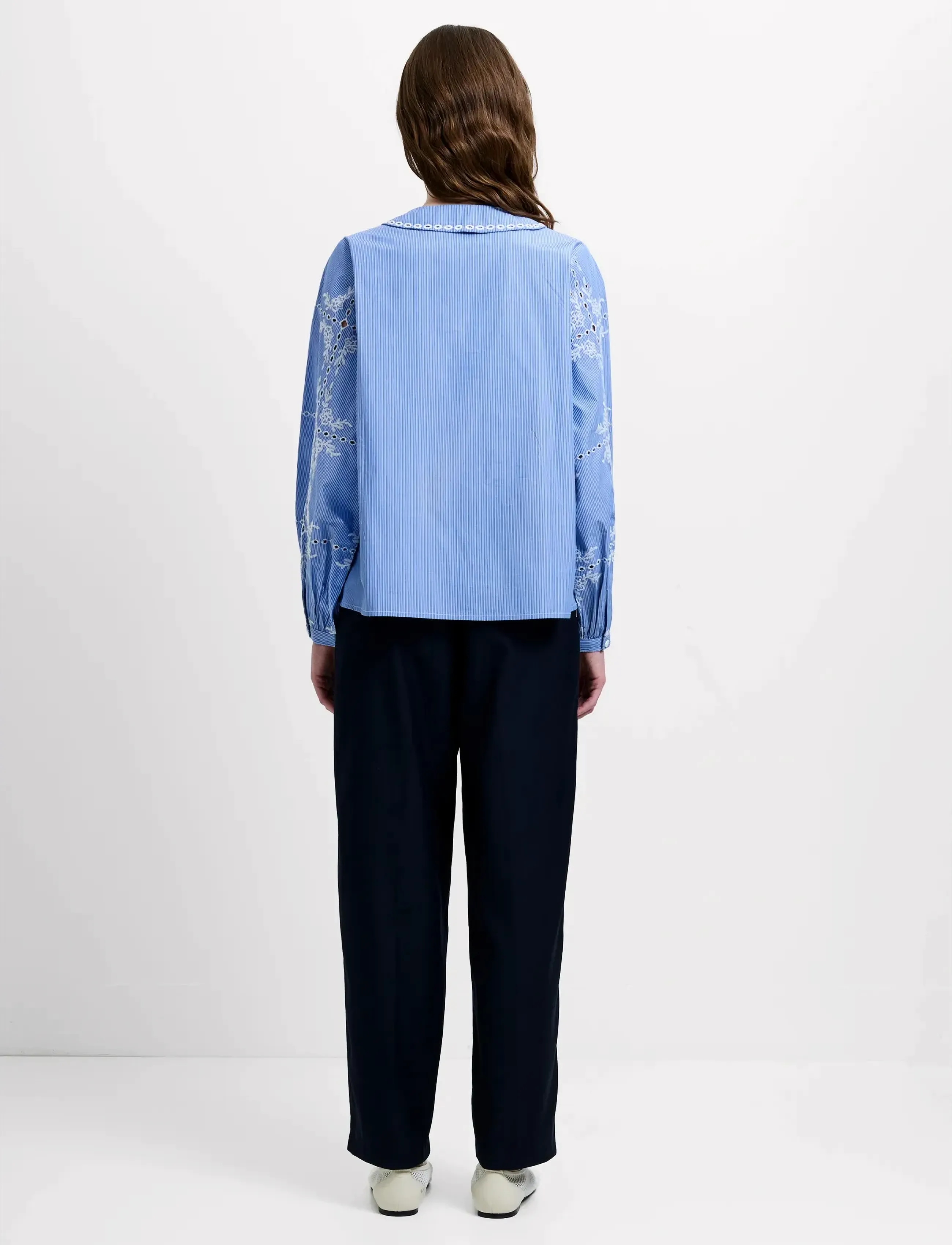 French Connection - GRAYSON PETER PAN COLLAR TOP - pikkade varrukatega pluusid - blue/white - 3