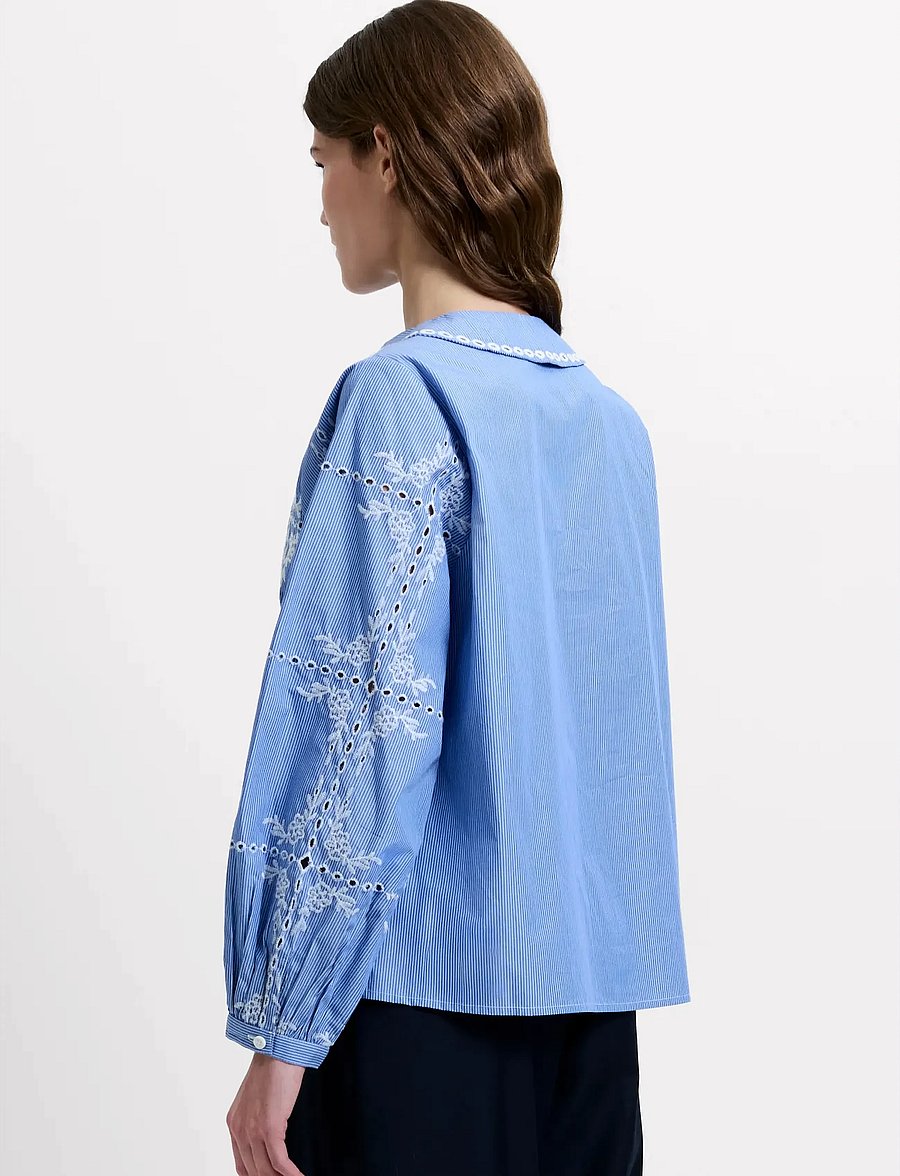 French Connection - GRAYSON PETER PAN COLLAR TOP - langärmelige blusen - blue/white - 4