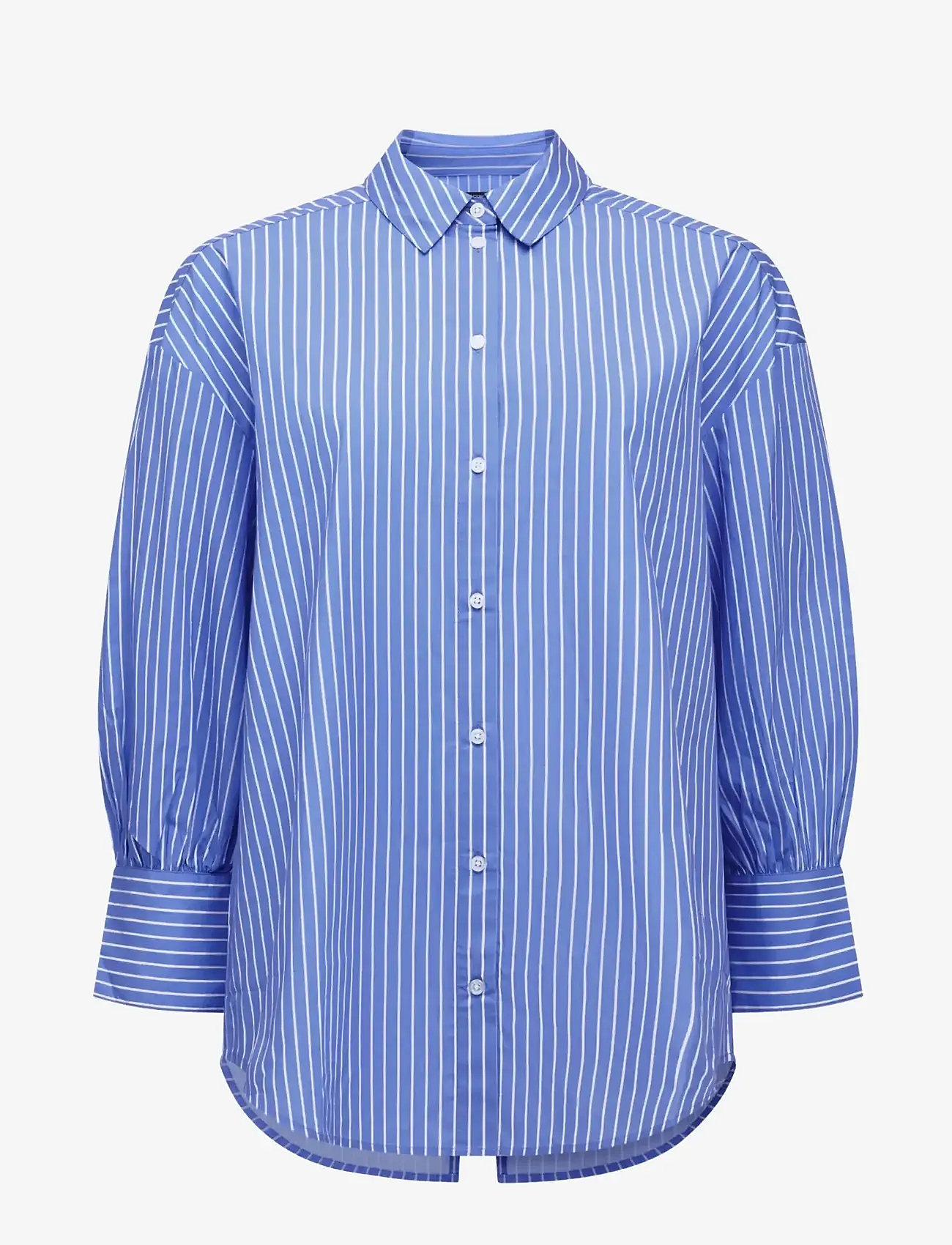French Connection - CAMBRIA COTTON STRIPED BOW SHI - pikkade varrukatega särgid - azure blue/linen whi - 1