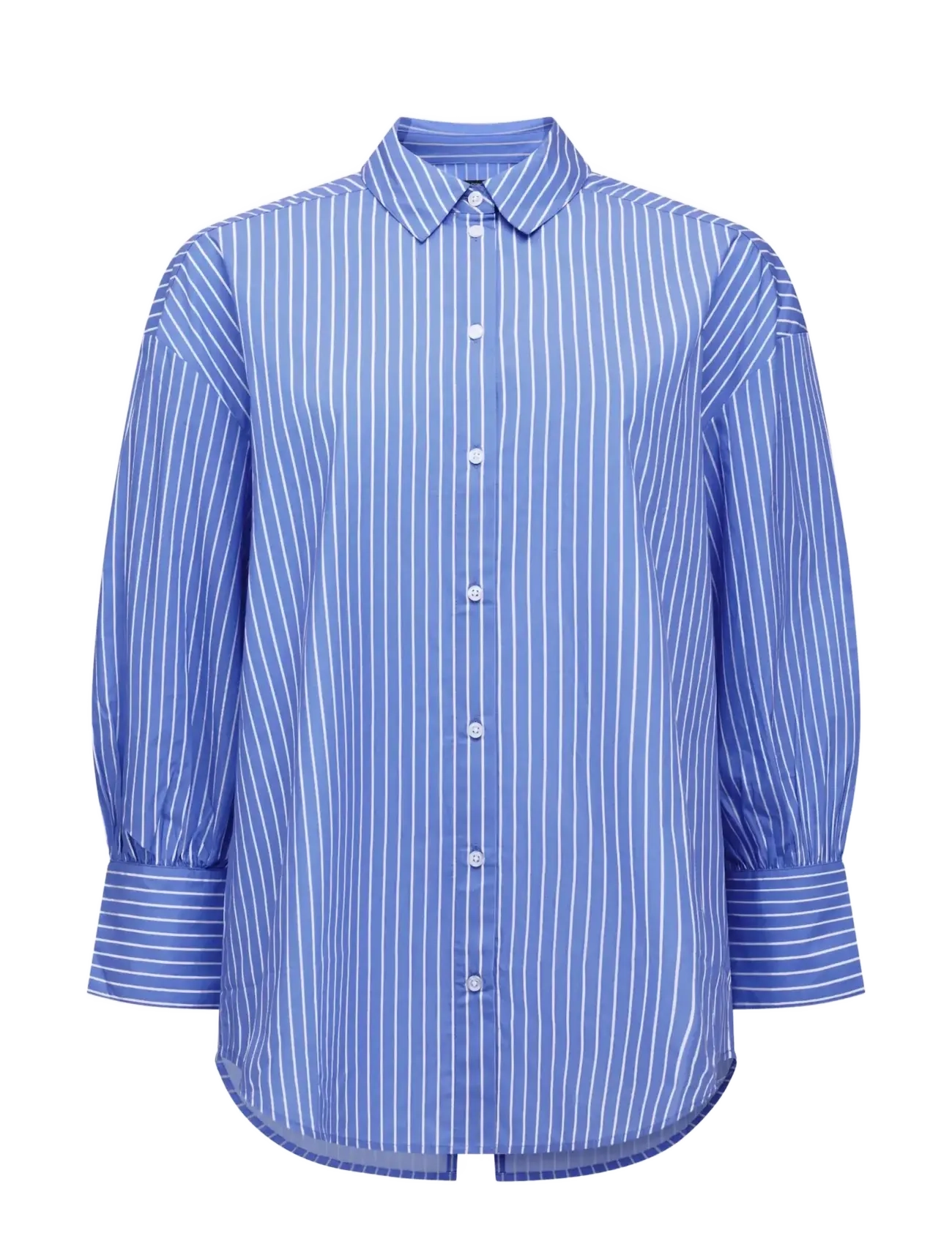 French Connection CAMBRIA COTTON STRIPED BOW SHI - French Connection - AZURE BLUE/LINEN WHI / blue