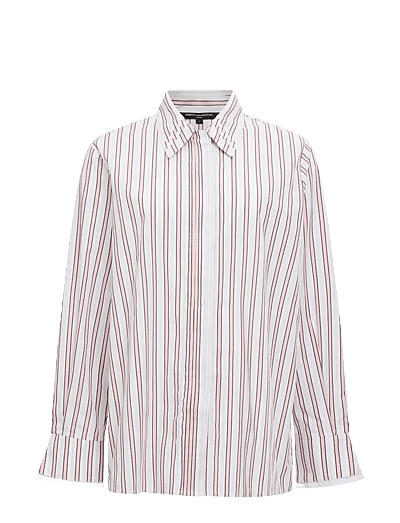 French Connection CAMBRIA COTTON PINTUCK SHIRT - French Connection - POWDER PINK MULTI / white