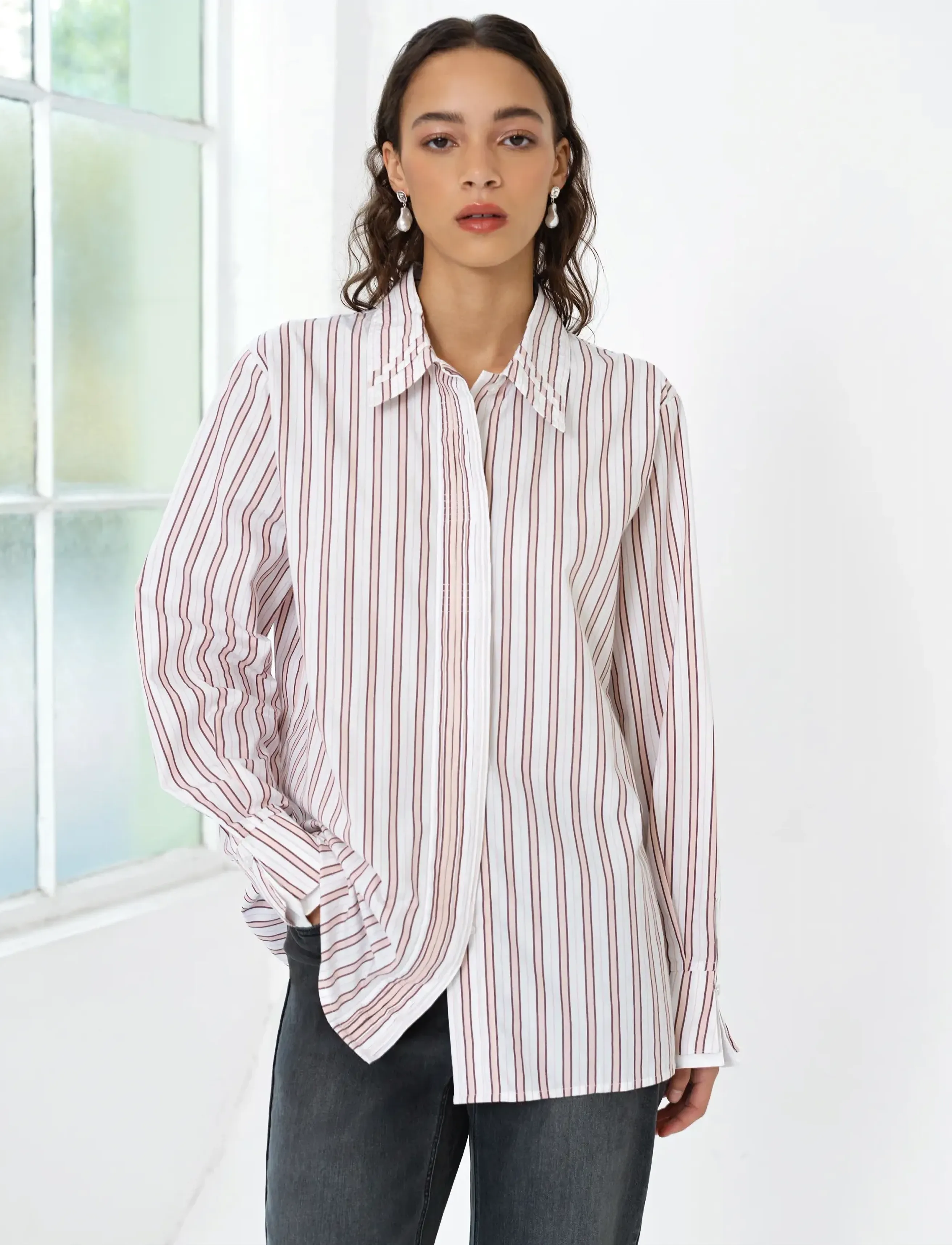French Connection - CAMBRIA COTTON PINTUCK SHIRT - langærmede skjorter - powder pink multi - 2