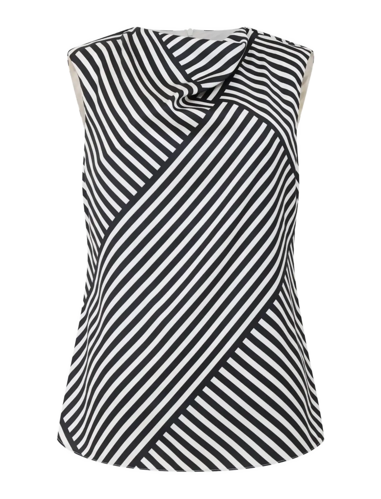 FRENCH CONNECTION Gestreift Damasco Cowl Nk Tank Schwarz - 38 - Damen
