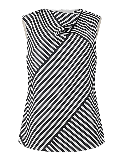 French Connection STRIPED DAMASCO COWL NK TANK - French Connection - PORCELAIN CREAM/BLAC / black