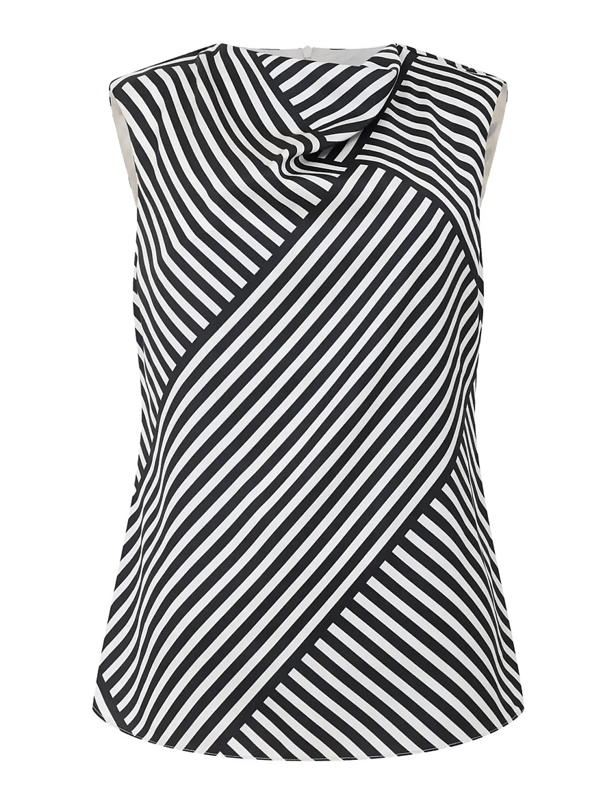 French Connection - STRIPED DAMASCO COWL NK TANK - varrukateta topid - porcelain cream/blac - 1