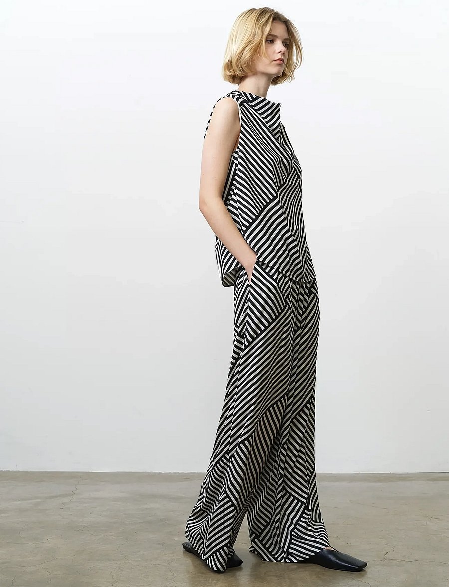 French Connection - STRIPED DAMASCO COWL NK TANK - varrukateta topid - porcelain cream/blac - 3