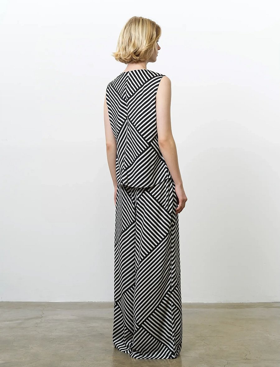 French Connection - STRIPED DAMASCO COWL NK TANK - varrukateta topid - porcelain cream/blac - 4