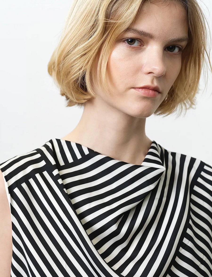 French Connection - STRIPED DAMASCO COWL NK TANK - varrukateta topid - porcelain cream/blac - 5