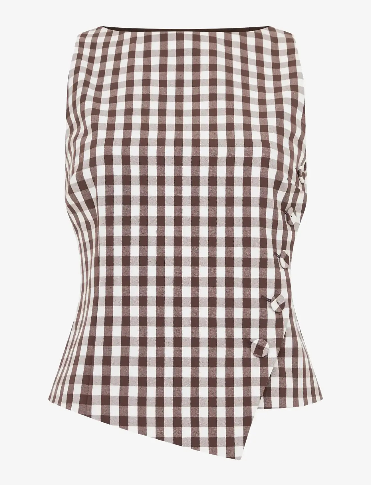 French Connection - LEXI SUITING ASYMMETRIC TOP - Ärmellose blusen - espresso brown chec - 1