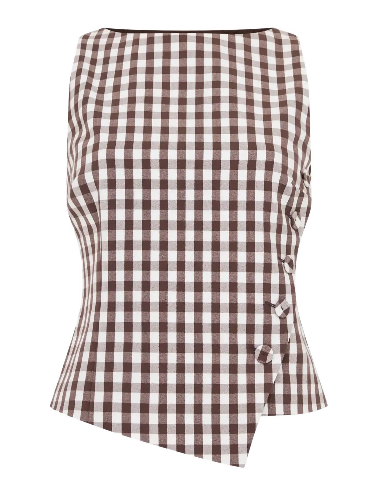 French Connection LEXI SUITING ASYMMETRIC TOP - Ærmeløse bluser - ESPRESSO BROWN CHEC / brown