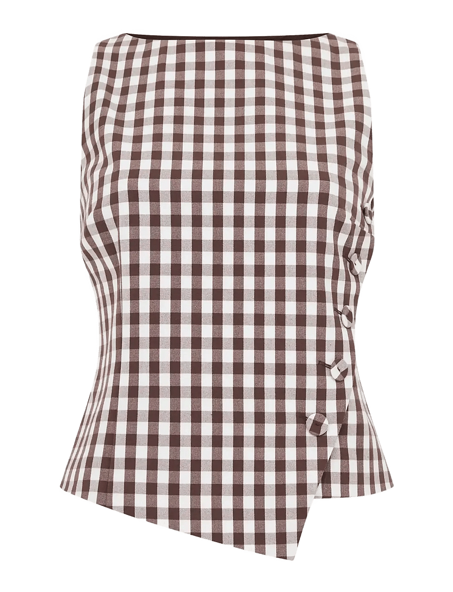 French Connection - LEXI SUITING ASYMMETRIC TOP - blūzes bez piedurknēm - espresso brown chec - 1