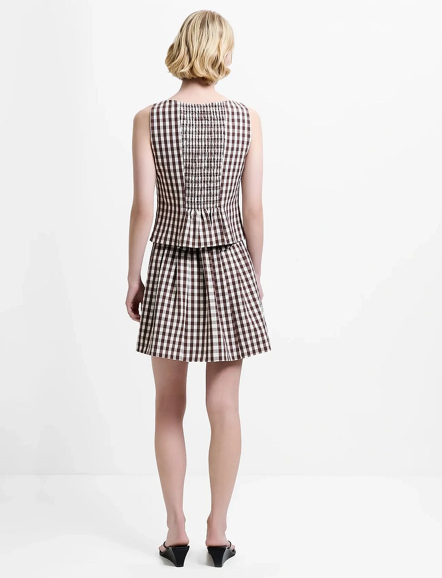 French Connection - LEXI SUITING ASYMMETRIC TOP - blūzes bez piedurknēm - espresso brown chec - 3