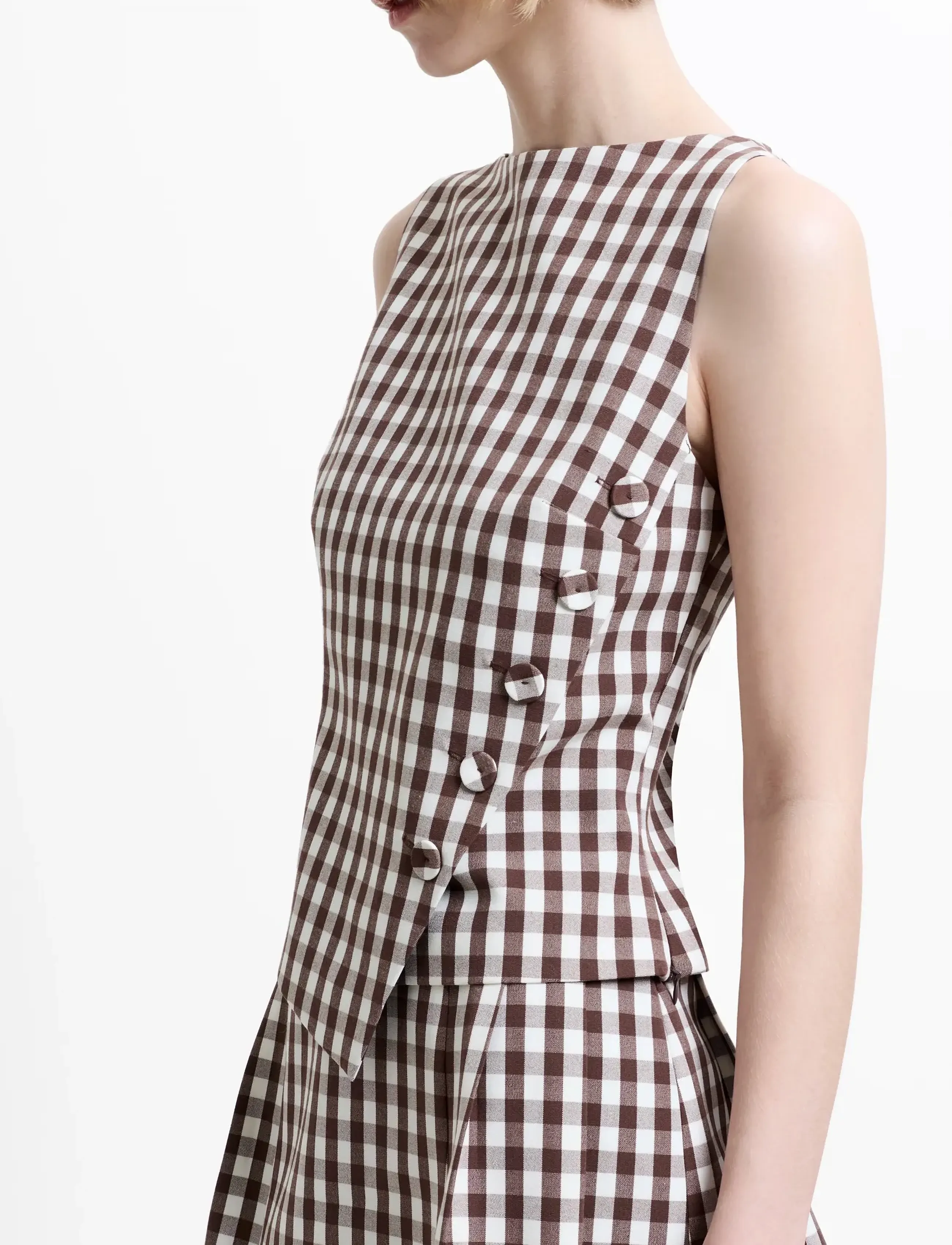 French Connection - LEXI SUITING ASYMMETRIC TOP - Ärmellose blusen - espresso brown chec - 5