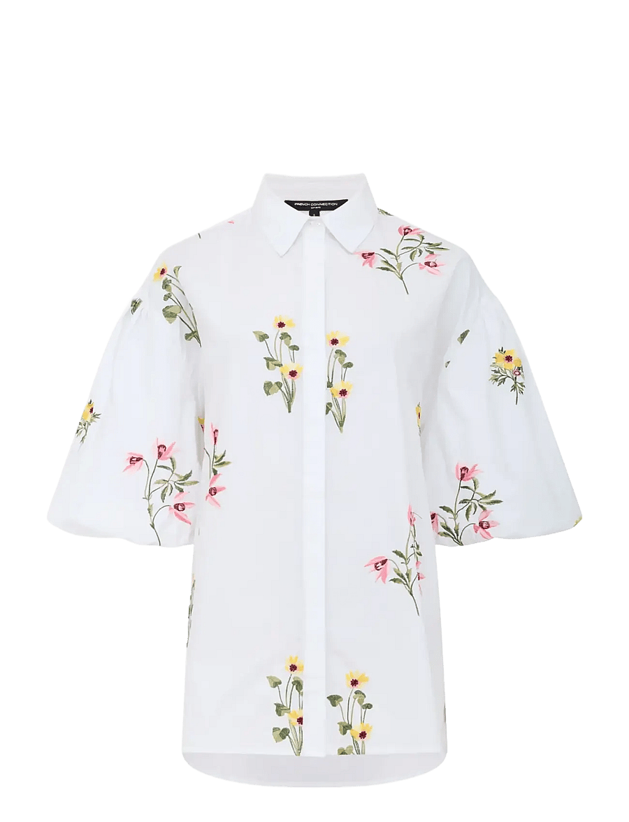 French Connection - CAMBRIA COTTON SS SHIRT - kortærmede skjorter - linen white - 1