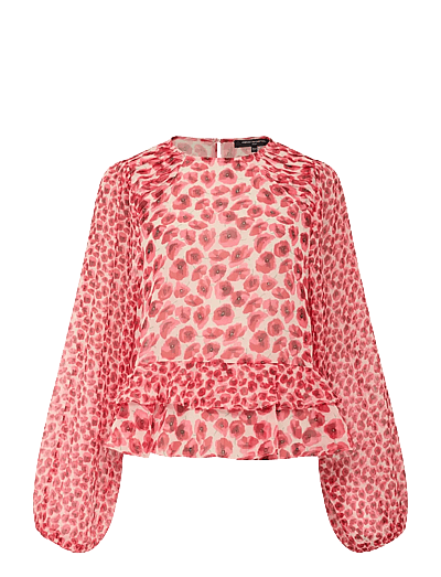 French Connection POPPY EMINA SEMI SHEER TOP - French Connection - RED MULTI / red