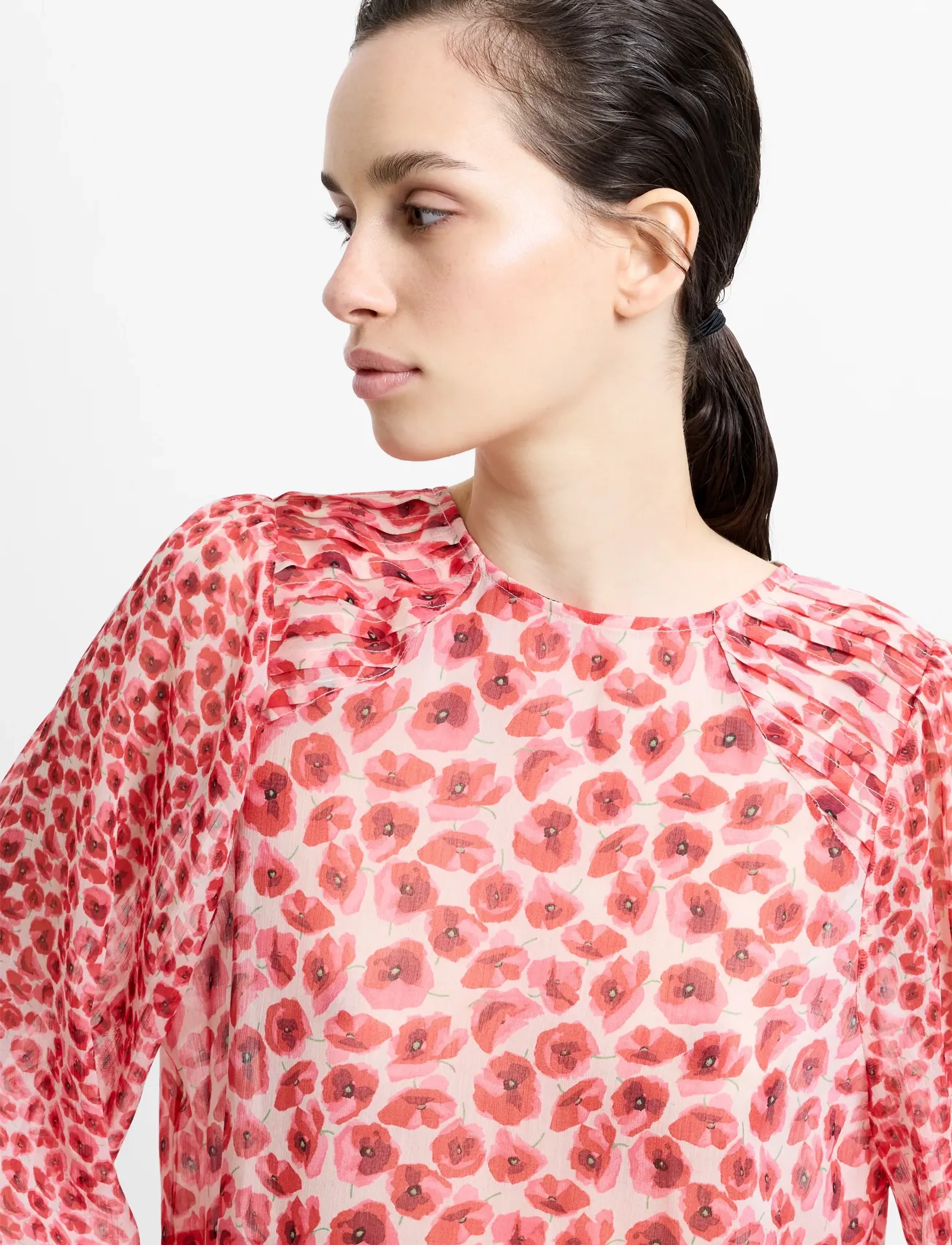 French Connection - POPPY EMINA SEMI SHEER TOP - langærmede bluser - red multi - 3
