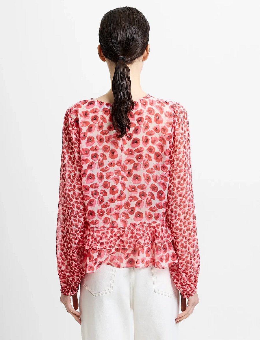 French Connection - POPPY EMINA SEMI SHEER TOP - langärmelige blusen - red multi - 4