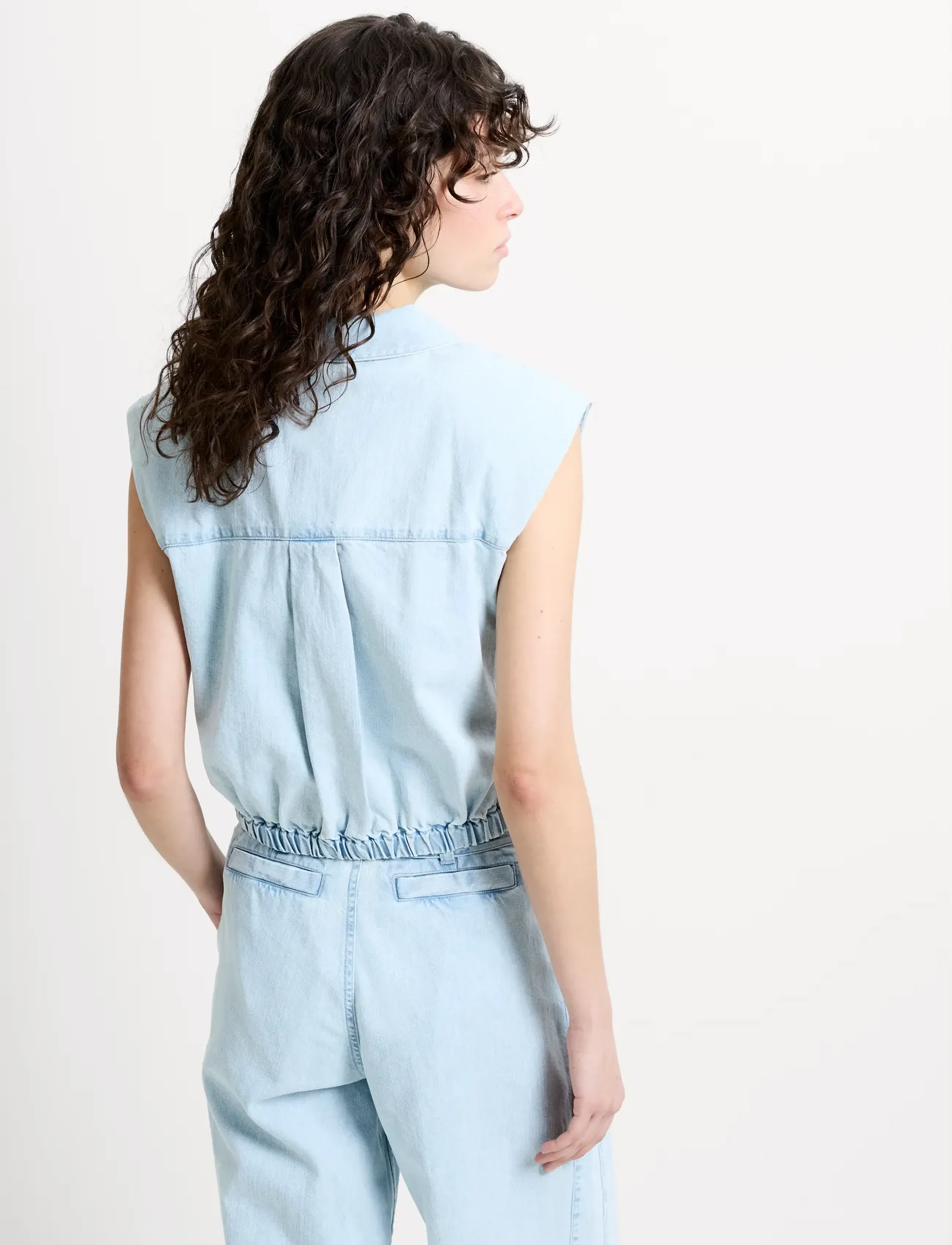 French Connection - CHESS TWIST CROPPED DENM SHIRT - teksasärgid - beach blue - 2