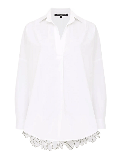 French Connection LOTTA ALEXIS CUTOUT BACK SHIRT - French Connection - LINEN WHITE/KHAKI / white