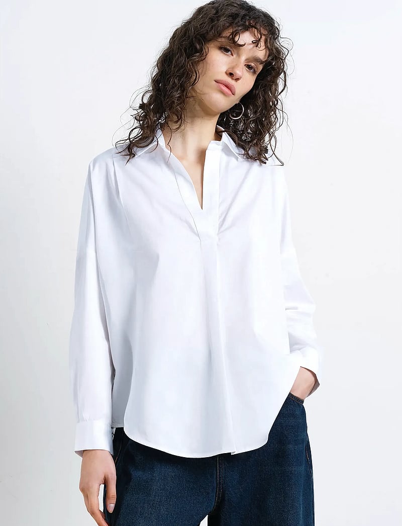 French Connection - LOTTA ALEXIS CUTOUT BACK SHIRT - long-sleeved shirts - linen white/khaki - 0