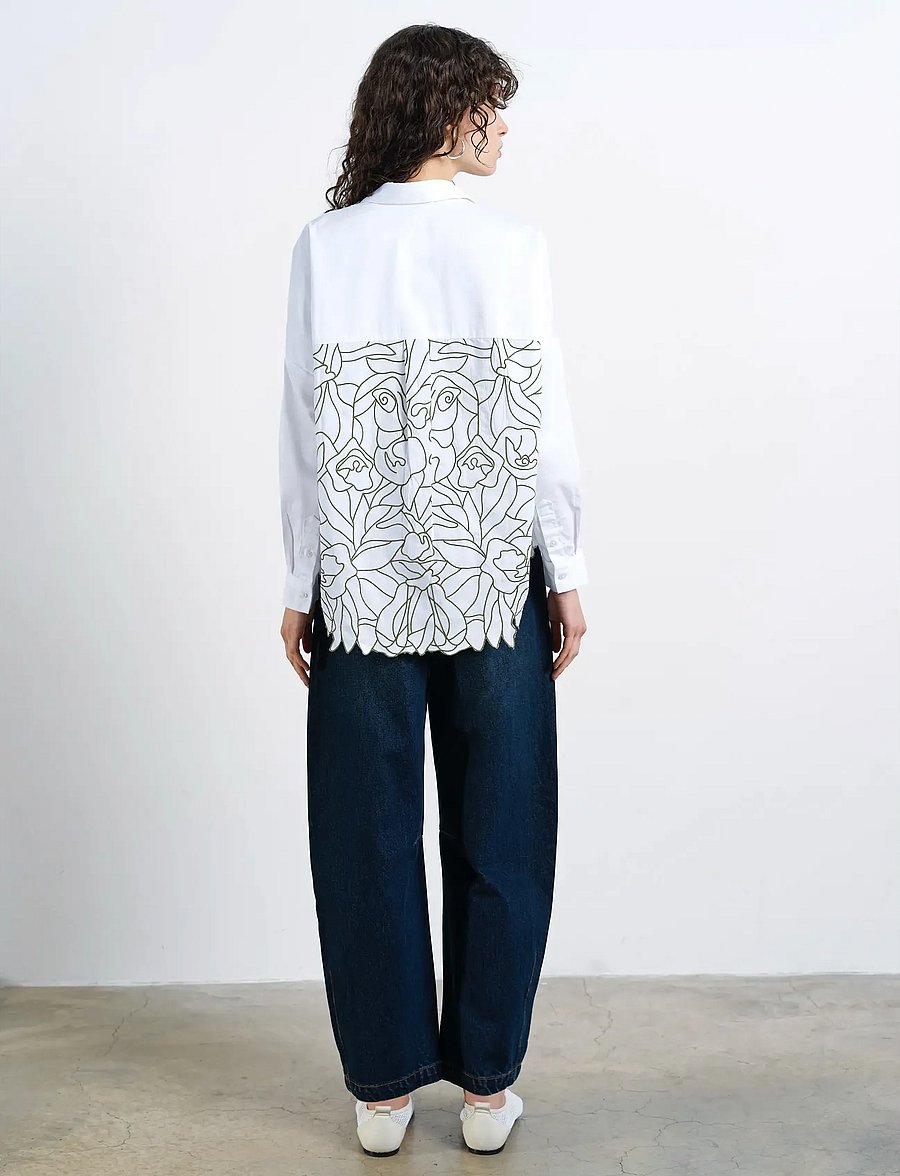 French Connection - LOTTA ALEXIS CUTOUT BACK SHIRT - long-sleeved shirts - linen white/khaki - 4