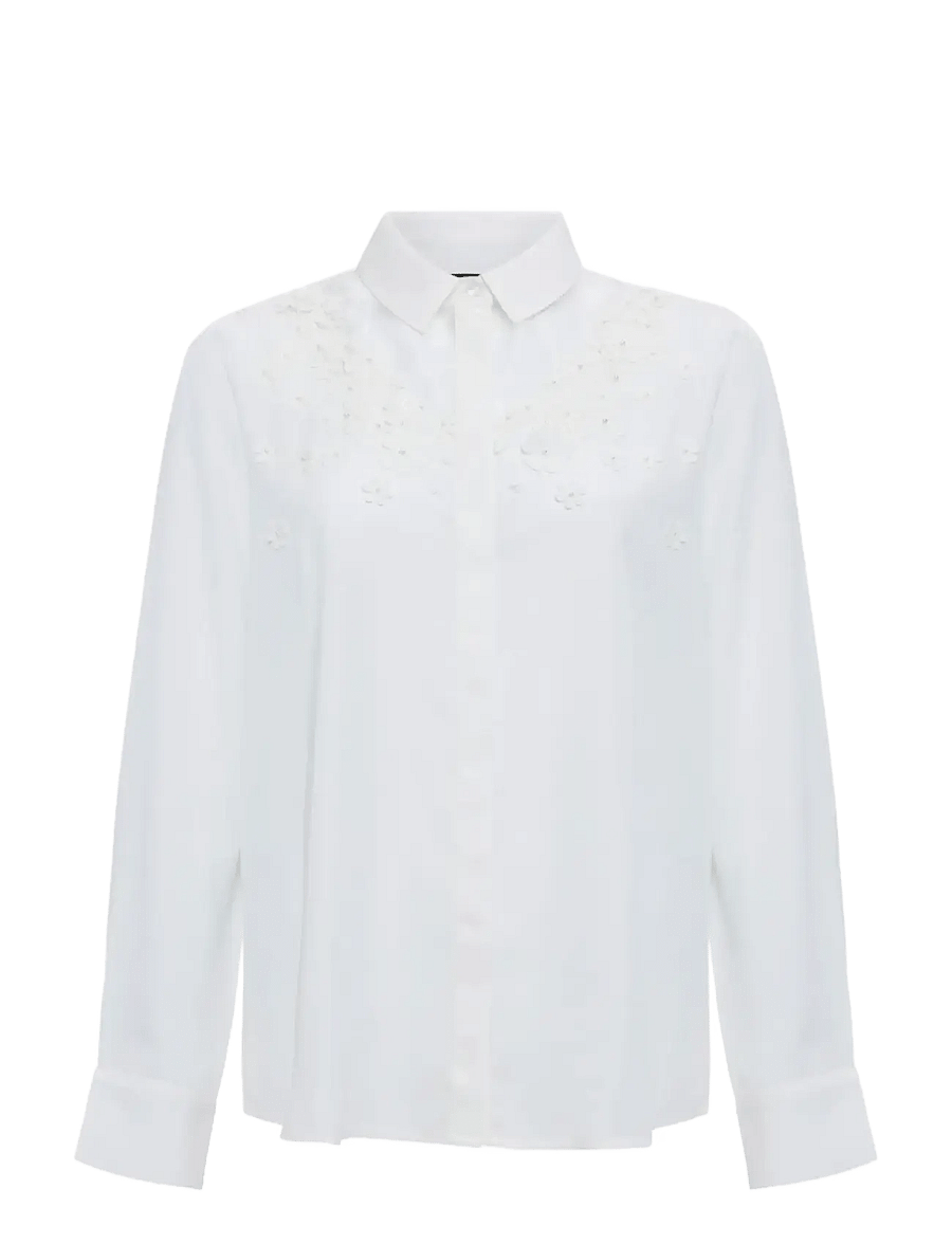 French Connection - MILA GGT 3D FLORAL SHIRT - pitkähihaiset kauluspaidat - summer white - 1
