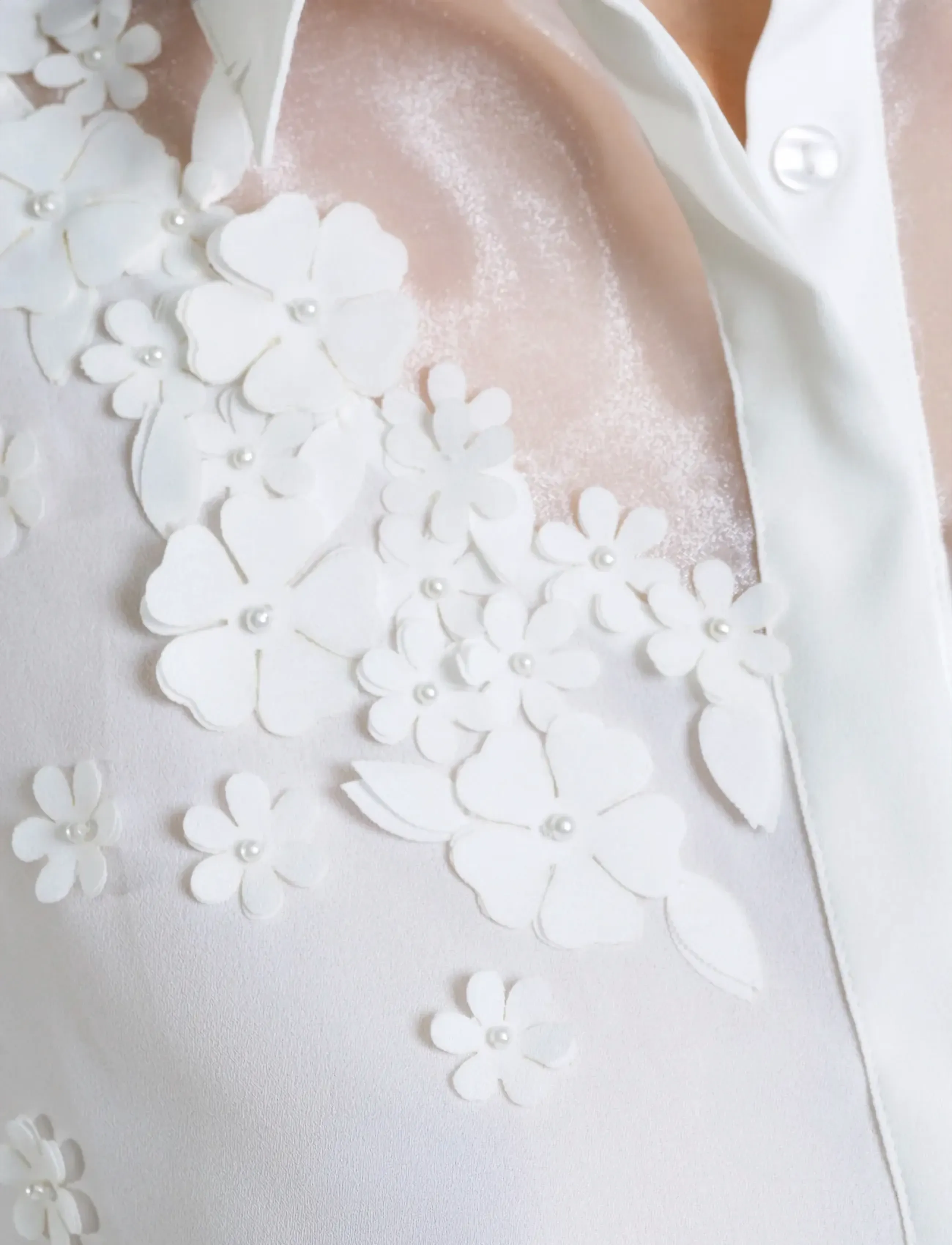 French Connection - MILA GGT 3D FLORAL SHIRT - langärmlige hemden - summer white - 5