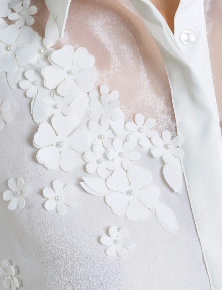 French Connection - MILA GGT 3D FLORAL SHIRT - pitkähihaiset kauluspaidat - summer white - 5