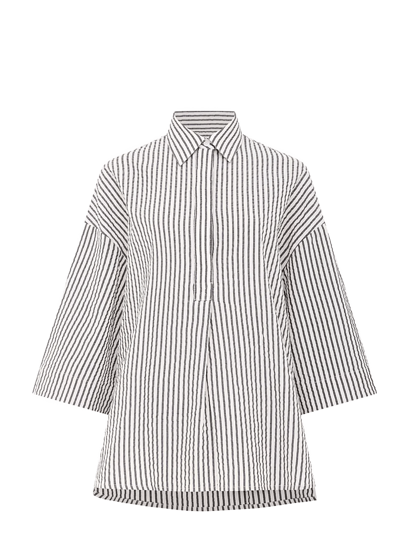 French Connection - LIA SEERSUCKER STRIPED SHIRT - lühikeste varrukatega särgid - monochrome stripes - 1