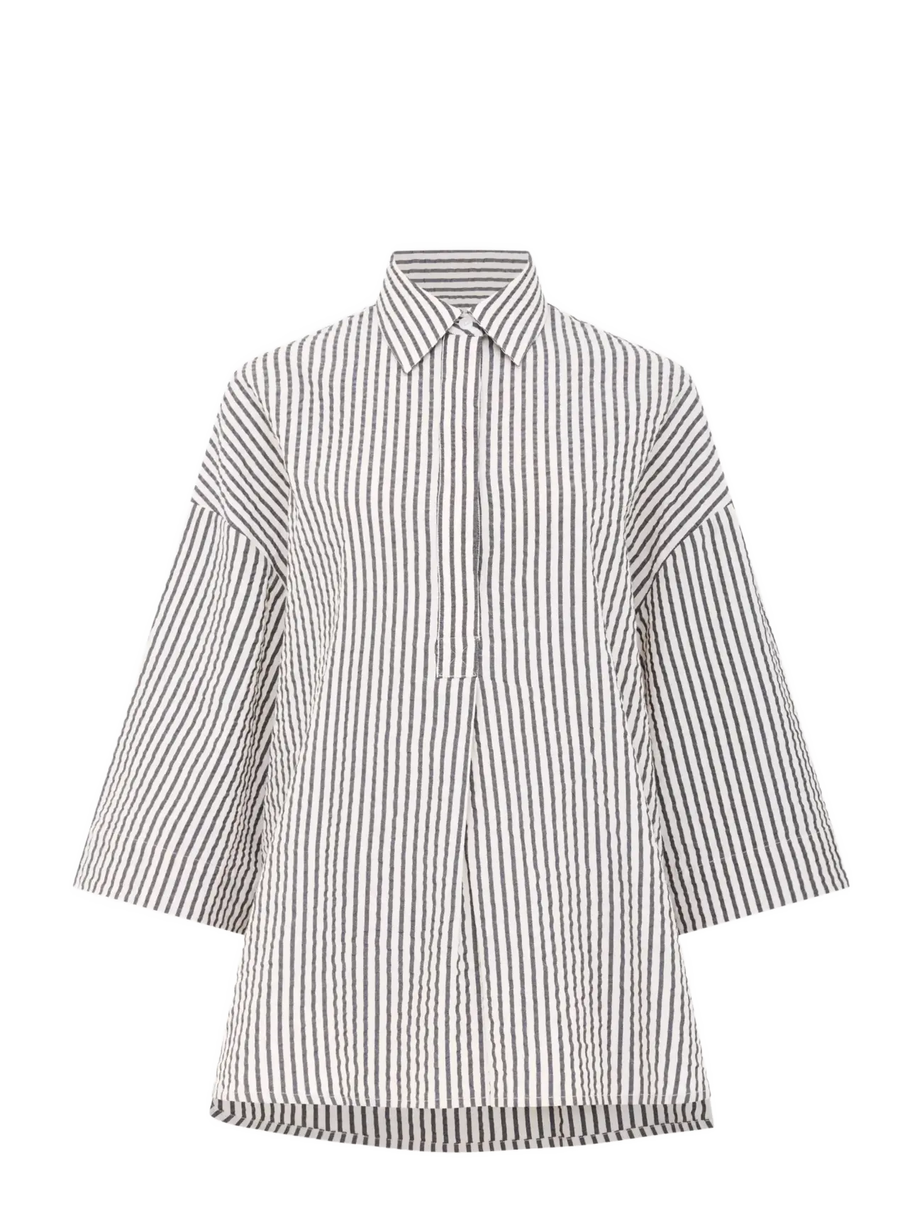 French Connection LIA SEERSUCKER STRIPED SHIRT - Tunikaer - MONOCHROME STRIPES / cream