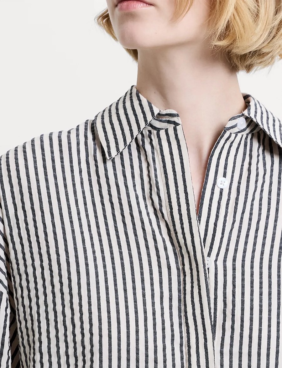 French Connection - LIA SEERSUCKER STRIPED SHIRT - kortærmede skjorter - monochrome stripes - 5
