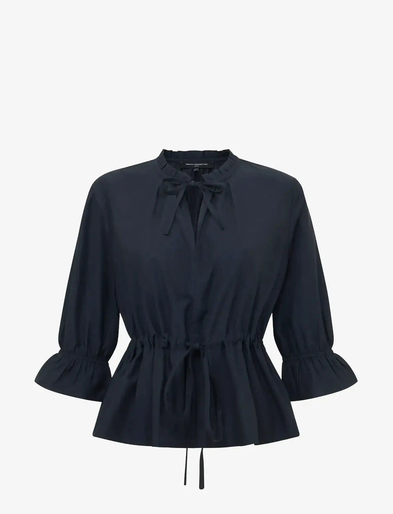 French Connection - ERA POPLIN RUFFLE COLLAR TOP - long sleeved blouses - navy - 1