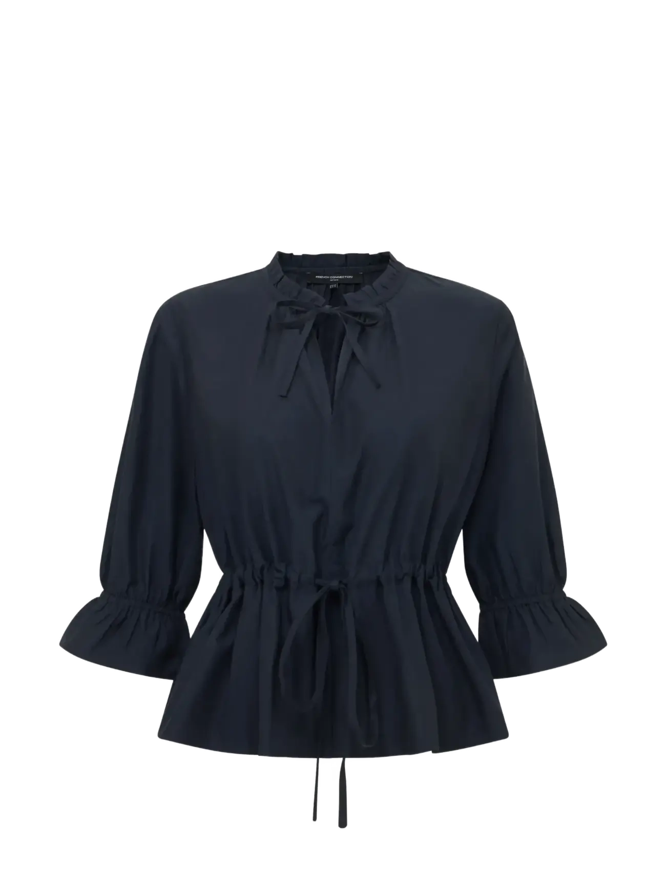 French Connection ERA POPLIN RUFFLE COLLAR TOP - French Connection - NAVY / navy