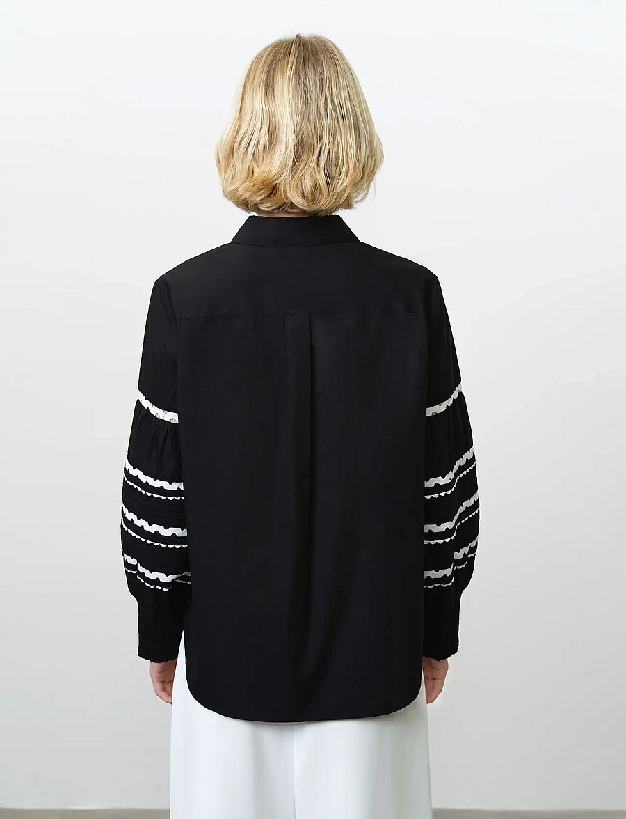 French Connection - CAMBRIA COTTON RIC RAC SHIRT - pullover - black/linen white - 3
