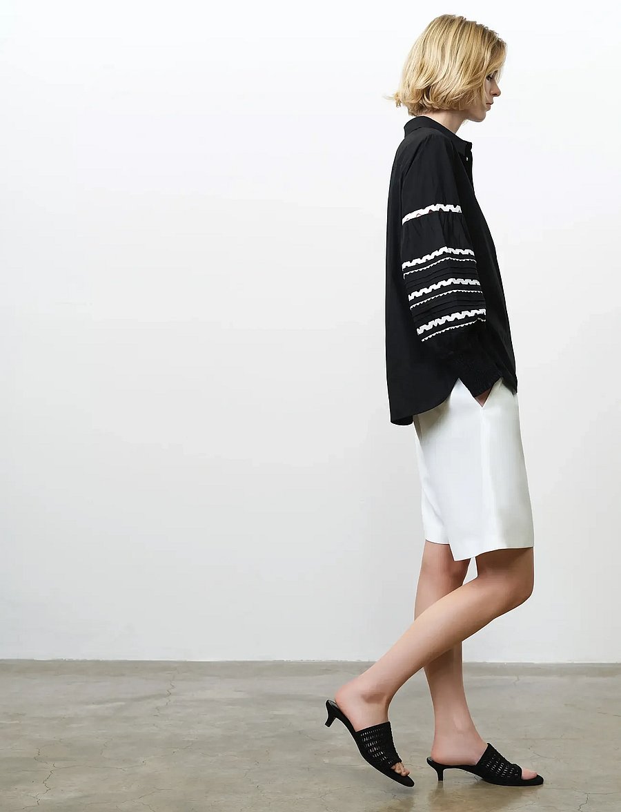 French Connection - CAMBRIA COTTON RIC RAC SHIRT - pullover - black/linen white - 5